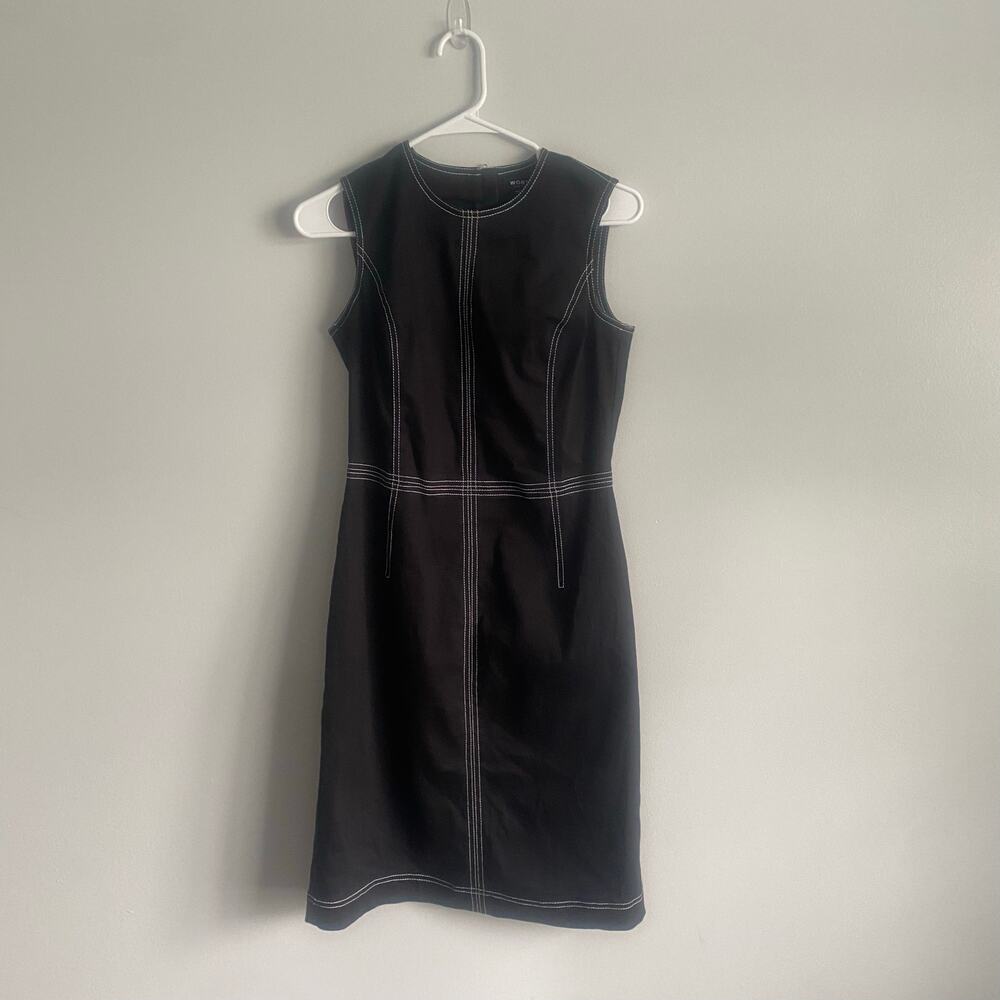Worth New York Black Denim Structured Sleeveless Sheath Dress Business Career 2